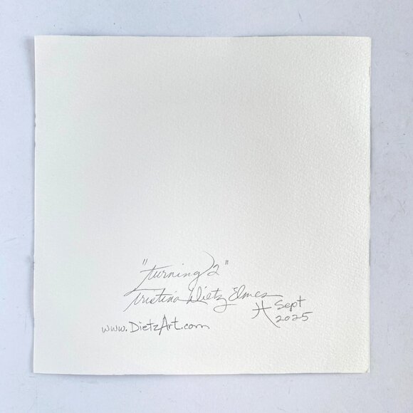 Turning 2 Original Art Bullseye Watercolor Painting on 8x8in Paper - Picture 6 of 6